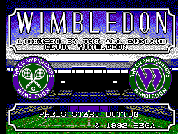 Wimbledon title screen for Sega Master System